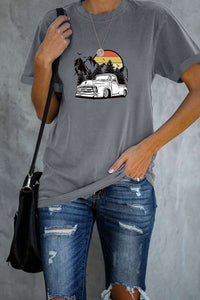 Casual Pick Up Truck Print Graphic Tee