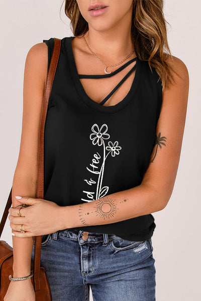 Strappy Hollow-out Neck Tank Top