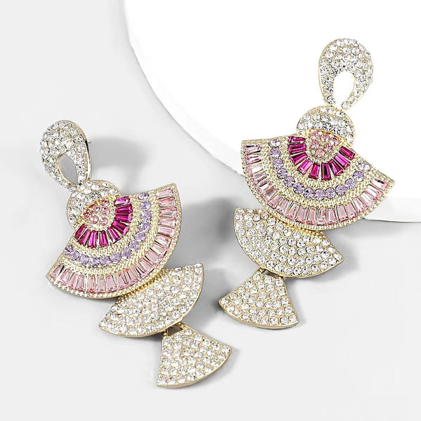 Pink Fan Earrings