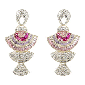 Pink Fan Earrings