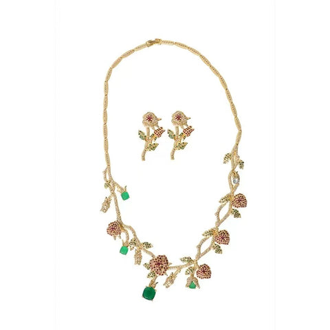 Linked Flowers Charm Necklace