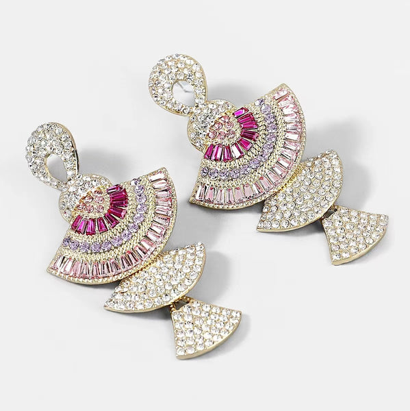 Pink Fan Earrings