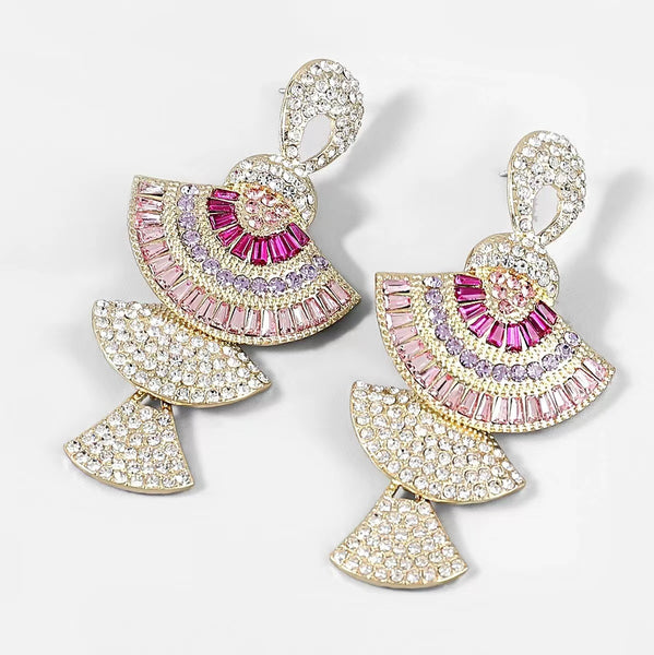 Pink Fan Earrings