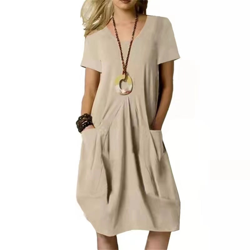 Plain Half Sleeve Midi Dress