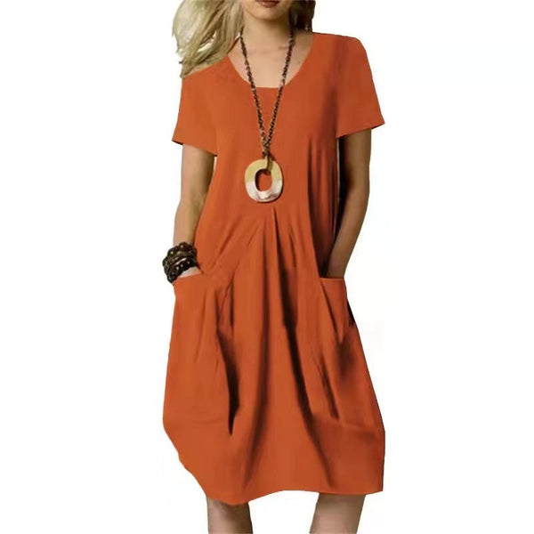 Plain Half Sleeve Midi Dress