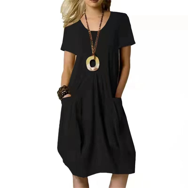 Plain Half Sleeve Midi Dress