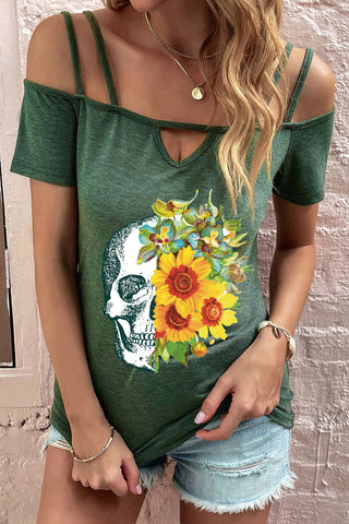 Strappy Off-the-shoulder Short Sleeve Top