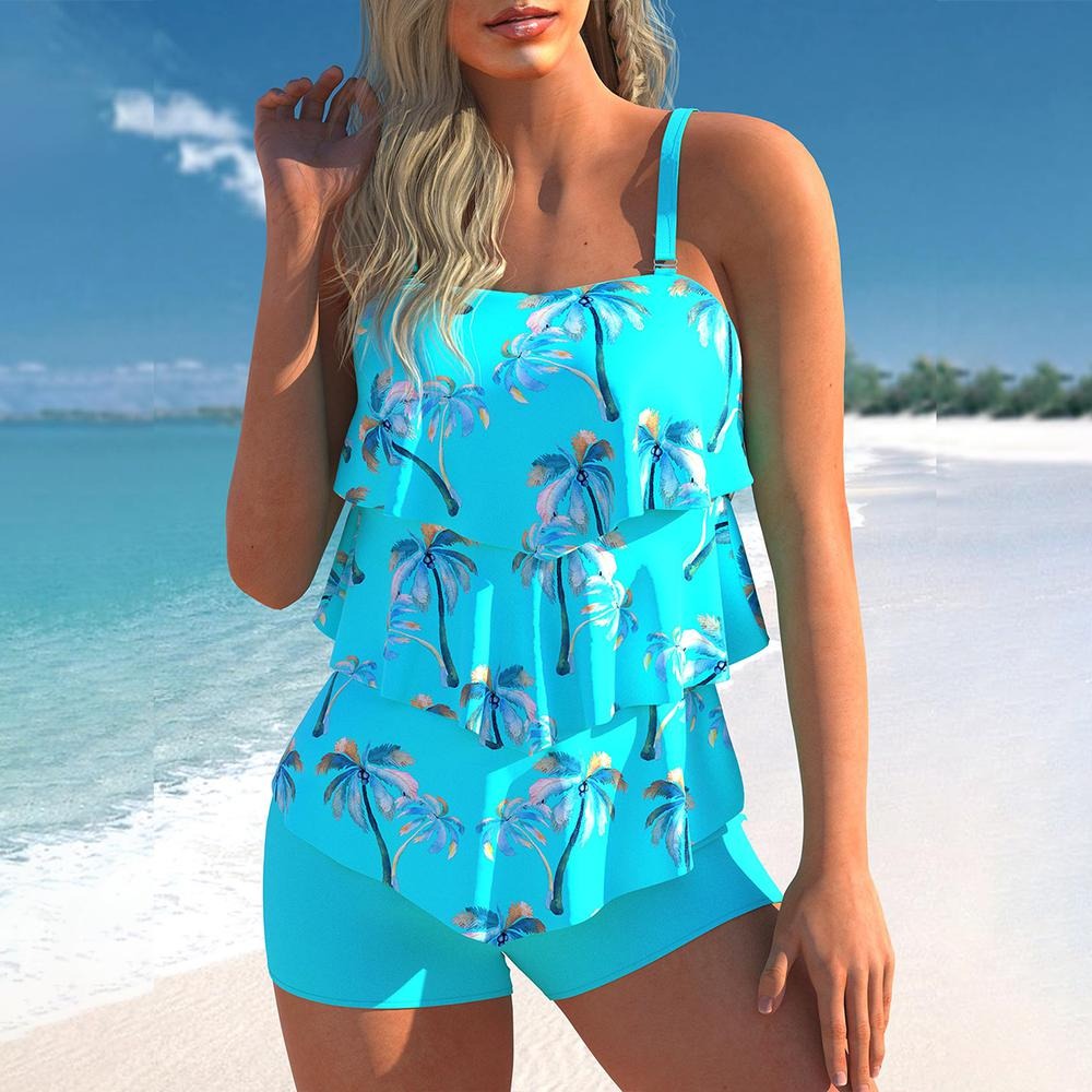 Stylish Print Sleeveless Swimwear