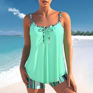 Basic Sleeveless Green Swimwear