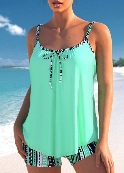 Basic Sleeveless Green Swimwear