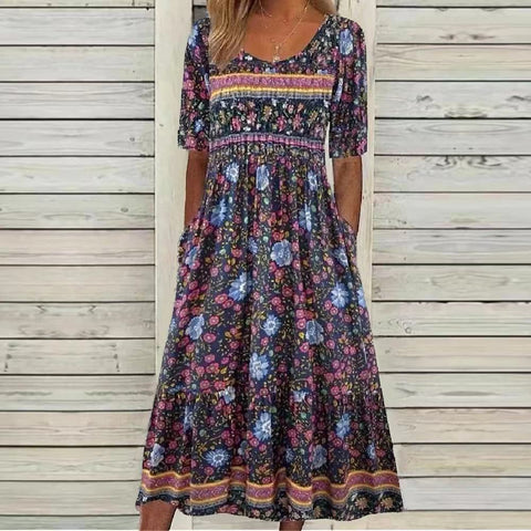 Boho Floral Midi Dress