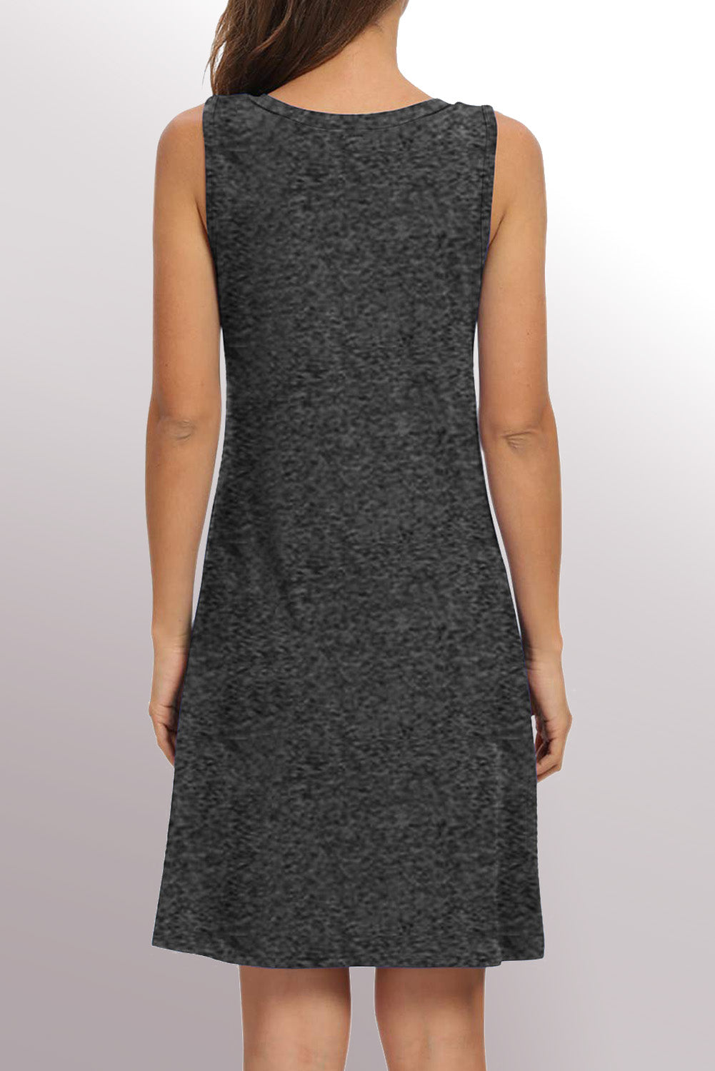 Twist Knot Sleeveless V Neck Shift Mini Dress