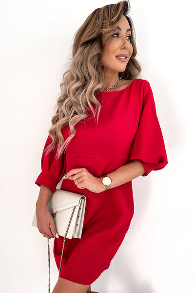 Bow Backless 3/4 Sleeve High Waist Mini Dress