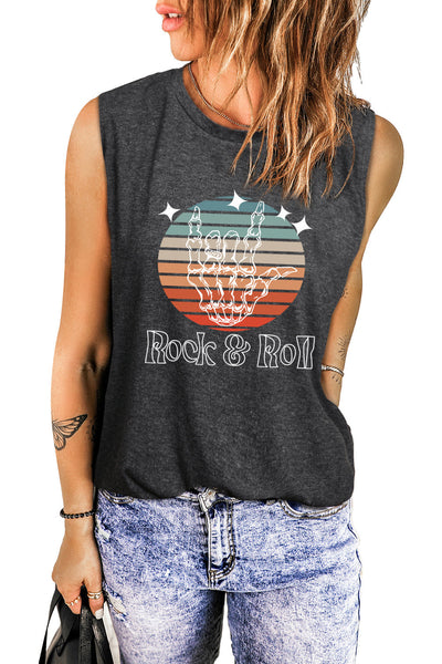 Valentine Heart Print Loose Crew Neck Tank Top