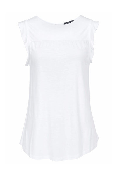 Keyhole Back Ruffled Sleeveless Top