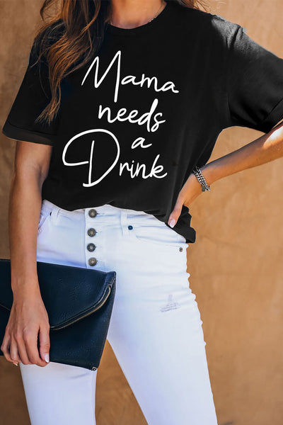 Mama Letter Leopard Print Graphic T-Shirt