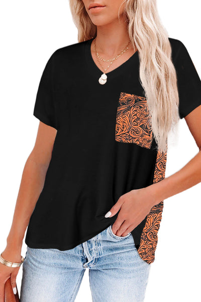 Wihte Leopard Printed Splicing T-Shirt