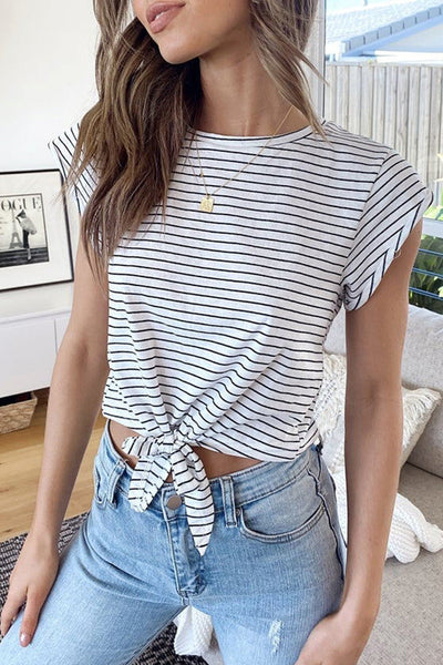 Striped Crop Top with Tie up