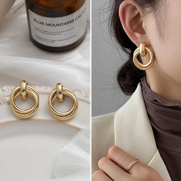 Geometric Metal Earrings for Women Jewelry Gift Irregular Circle Square Earrings Femme Cold Fashion Korean Women's Earrings 2022