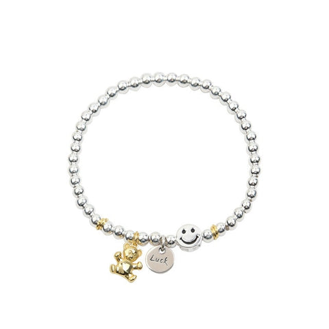 Unique CreativeSilver Color Round Pendant Smile Face Bear Round Bead Bracelet Women 2022 New Korean Fashion Handornaments