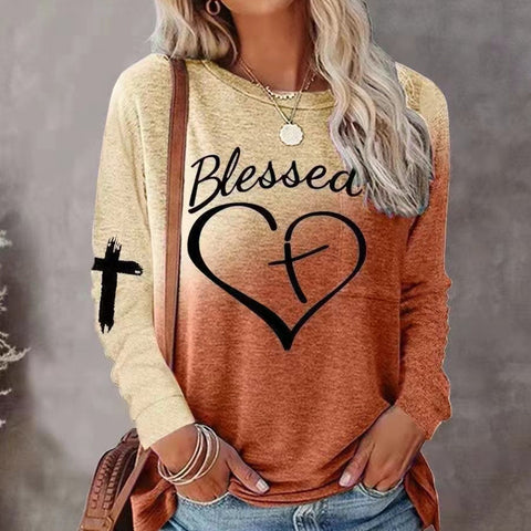 Special cross Print Long Sleeve Top