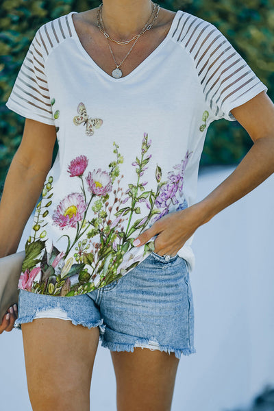 Striped Raglan Sleeve Tee