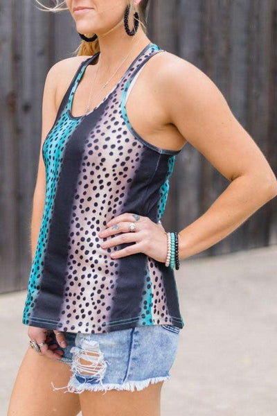 Animal Print Tie-dye Racerback Tank