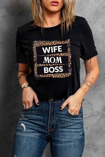 Mama Letter Leopard Print Graphic T-Shirt