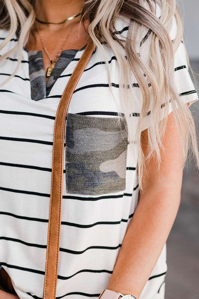 Camo Pocket Striped T Shirt