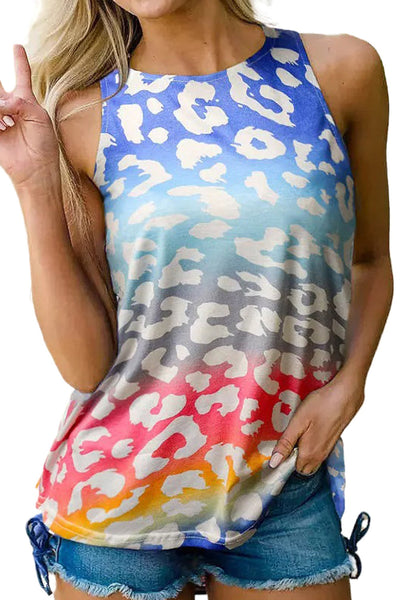 Multicolor Gradient Leopard Tank Top