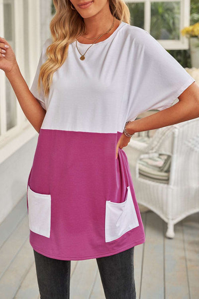 Colorblock Pocketed Mini Dress