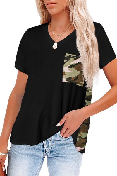 Wihte Leopard Printed Splicing T-Shirt