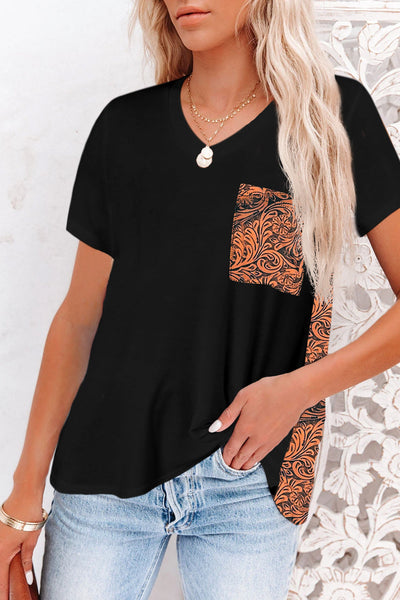 Wihte Leopard Printed Splicing T-Shirt