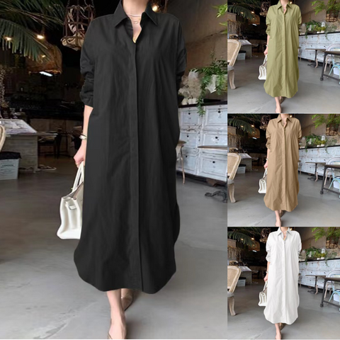 Black Fold Over Collar Side Pocket Maxi Dress